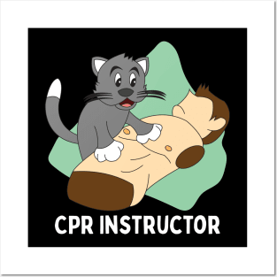 Cat Practicing First Aid Funny CPR Instructor Gift Posters and Art